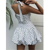 image:imageGORGLITTER Womens Polka Dots Halter Mini Dress Y2K Vintage Bubble DressesWhite