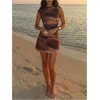 image:imageGORGLITTER Womens Ruched Bodycon Mini Dress Birthday Cocktail Cute OutfitsBrown Dye