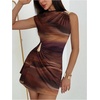 image:imageGORGLITTER Womens Ruched Bodycon Mini Dress Birthday Cocktail Cute OutfitsBrown Dye