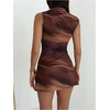 image:imageGORGLITTER Womens Ruched Bodycon Mini Dress Birthday Cocktail Cute OutfitsBrown Dye