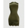 image:imageGORGLITTER Womens Satin Lace Mini Dresses Fall Wedding Guest Dress DressyArmy Green