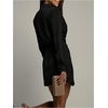image:imageGORGLITTER Womens Satin Long Sleeve Mini Dress Sexy Ruched Wrap Collar V Neck Casual Formal Prom Tunic T Shirts DressesBlack