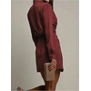 image:imageGORGLITTER Womens Satin Long Sleeve Mini Dress Sexy Ruched Wrap Collar V Neck Casual Formal Prom Tunic T Shirts DressesRed