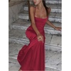 image:imageGORGLITTER Womens Satin Maxi Dress Draped Halter Wedding Guest DressesBurgundy