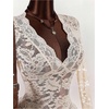 image:imageGORGLITTER Womens Y2K Lace Mini Dress Sexy Sheer Long Sleeve Flare DressApricot