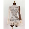image:imageGORGLITTER Womens Y2K Lace Mini Dress Sexy Sheer Long Sleeve Flare DressApricot