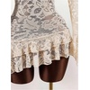 image:imageGORGLITTER Womens Y2K Lace Mini Dress Sexy Sheer Long Sleeve Flare DressApricot