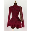 image:imageGORGLITTER Womens Y2K Lace Mini Dress Sexy Sheer Long Sleeve Flare DressBurgundy