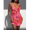 image:imageGORGLITTER Womens Y2k Summer Short Dress Coquette Floral Ruffle Spaghetti Strap Mesh Mini Dresses Vacation Outfits 2026Pink Multicolor