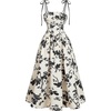 image:imageGORGLITTER Womens Floral Tea Party Dresses Summer Easter Bow Tie Cocktail Prom Wedding Guest Vacation Sun Midi DressBlack and White