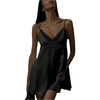 image:imageGORGLITTER Womens Lace Satin Mini Dress Backless Wedding Guest DressesBlack