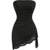 image:imageGORGLITTER Womens Lace Strapless Tube Dress Mini Wedding Guest Prom DressBlack