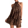 image:imageGORGLITTER Womens Leopard Print Mini Dress Animal Cheetah Backless DressesBrown