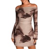 image:imageGORGLITTER Womens Long Sleeve Off Shoulder Birthday Cocktail Mini DressesKhaki