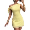 image:imageGORGLITTER Womens One Shoulder Wedding Guest Cocktail Mini DressesButter Yellow