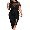 image:imageGORGLITTER Womens Plus Size Mesh Cocktail Birthday Party Club Midi DressesBlack