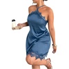 image:imageGORGLITTER Womens Plus Size Satin Lace Halter Dress Sexy Party Club DressBlue