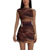 image:imageGORGLITTER Womens Ruched Bodycon Mini Dress Birthday Cocktail Cute OutfitsBrown Dye
