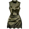 image:imageGORGLITTER Womens Satin Lace Mini Dresses Fall Wedding Guest Dress DressyArmy Green