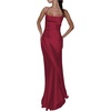 image:imageGORGLITTER Womens Satin Maxi Dress Draped Halter Wedding Guest DressesBurgundy