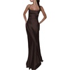 image:imageGORGLITTER Womens Satin Maxi Dress Draped Halter Wedding Guest DressesCoffee Brown