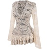 image:imageGORGLITTER Womens Y2K Lace Mini Dress Sexy Sheer Long Sleeve Flare DressApricot