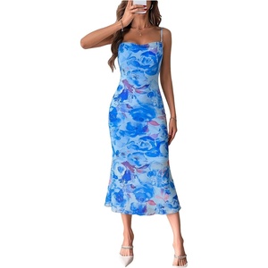 image:imageGORGLITTER Womens Floral Wedding Guest Bridal Shower Cocktail Midi DressBlue Florals
