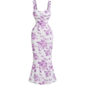 image:imageGORGLITTER Womens Floral Wedding Guest Bridal Shower Cocktail Midi DressesMauve Purple Floral