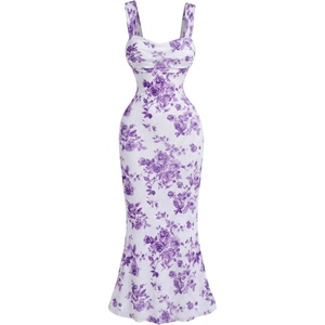 image:imageGORGLITTER Womens Floral Wedding Guest Bridal Shower Cocktail Midi DressesPurple Floral