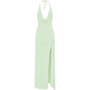 image:imageGORGLITTER Womens Halter Crochet Maxi Dress Beach Bikini Swimsuit Cover UpMint Green