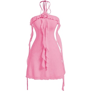 image:imageGORGLITTER Womens Halter Strapless Club Y2K Cocktail Birthday Mini DressPink