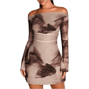 image:imageGORGLITTER Womens Long Sleeve Off Shoulder Birthday Cocktail Mini DressesKhaki