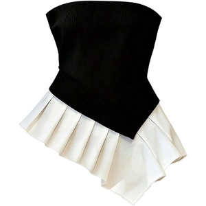 image:imageGORGLITTER Womens Pleated Strapless Top Dressy Business Casual Bandeau Top
