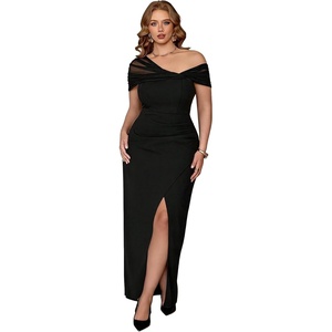 image:imageGORGLITTER Womens Plus Size Cocktail Cold Shoulder Formal Prom Maxi DressBlack