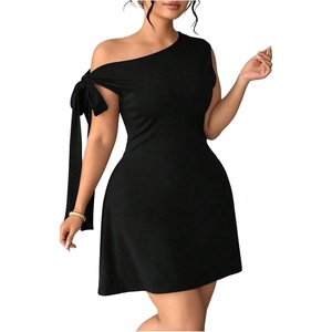 image:imageGORGLITTER Womens Plus Size One Shoulder Short Dresses Formal Dinner DressBlack