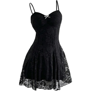 image:imageGORGLITTER Womens Y2k Lace Goth Mini Dress Mesh A Line Short DreesesBlack