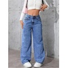 image:imageGORGLITTER Girls Baggy Jeans Wide Leg High Waisted Denim Pants ClothesDark Blue Wash