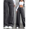 image:imageGORGLITTER Girls Baggy Jeans Wide Leg High Waisted Denim Pants ClothesDark Grey Denim