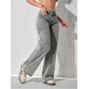 image:imageGORGLITTER Girls Baggy Jeans Wide Leg High Waisted Denim Pants ClothesGrey