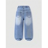 image:imageGORGLITTER Girls Baggy Jeans Wide Leg Ripped Straight Cargo Joggers PantsBlue Bowknot