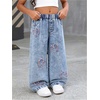 image:imageGORGLITTER Girls Baggy Jeans Wide Leg Ripped Straight Cargo Joggers PantsLight Blue Heart