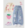 image:imageGORGLITTER Girls Baggy Jeans Wide Leg Ripped Straight Cargo Joggers PantsLight Wash Strawberry