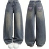 image:imageGORGLITTER Girls Baggy Wide Leg Jeans Cute Bow Denim Pants TrousersMedium Wash