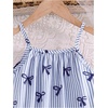image:imageGORGLITTER Girls Bow Striped Dress Summer Cute Beach Vacation Ruffle Sleeveless Skater Strappy A Line Mini DressesBlue