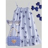 image:imageGORGLITTER Girls Bow Striped Dress Summer Cute Beach Vacation Ruffle Sleeveless Skater Strappy A Line Mini DressesBlue
