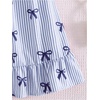 image:imageGORGLITTER Girls Bow Striped Dress Summer Cute Beach Vacation Ruffle Sleeveless Skater Strappy A Line Mini DressesBlue