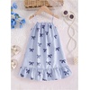 image:imageGORGLITTER Girls Bow Striped Dress Summer Cute Beach Vacation Ruffle Sleeveless Skater Strappy A Line Mini DressesBlue