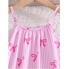 image:imageGORGLITTER Girls Bow Striped Dress Summer Cute Beach Vacation Ruffle Sleeveless Skater Strappy A Line Mini DressesPink