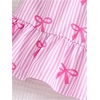image:imageGORGLITTER Girls Bow Striped Dress Summer Cute Beach Vacation Ruffle Sleeveless Skater Strappy A Line Mini DressesPink