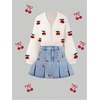 image:imageGORGLITTER Girls Cherry Cardigan Sweater Open Front Long Sleeve Knit TopsApricot